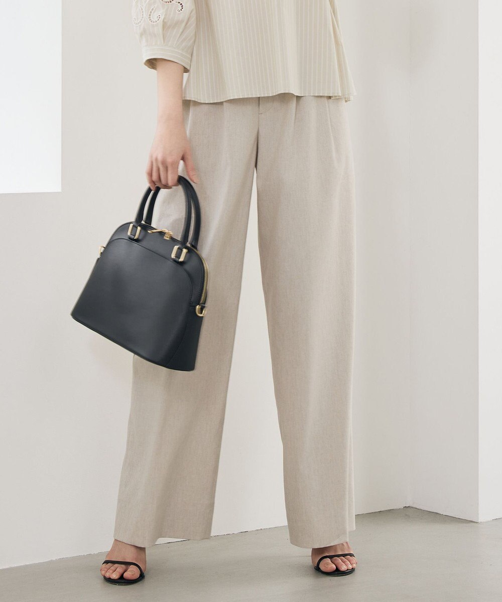 自由区 L 【SHIHOさん着用・セットアップ対応】リネンストレッチワイド パンツ 