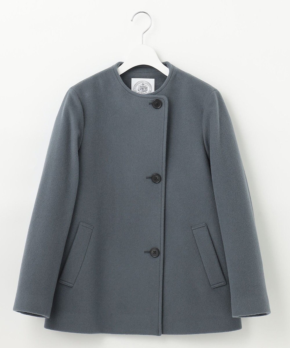 J.PRESS LADIES L ショートビーバー ノーカラーコート 