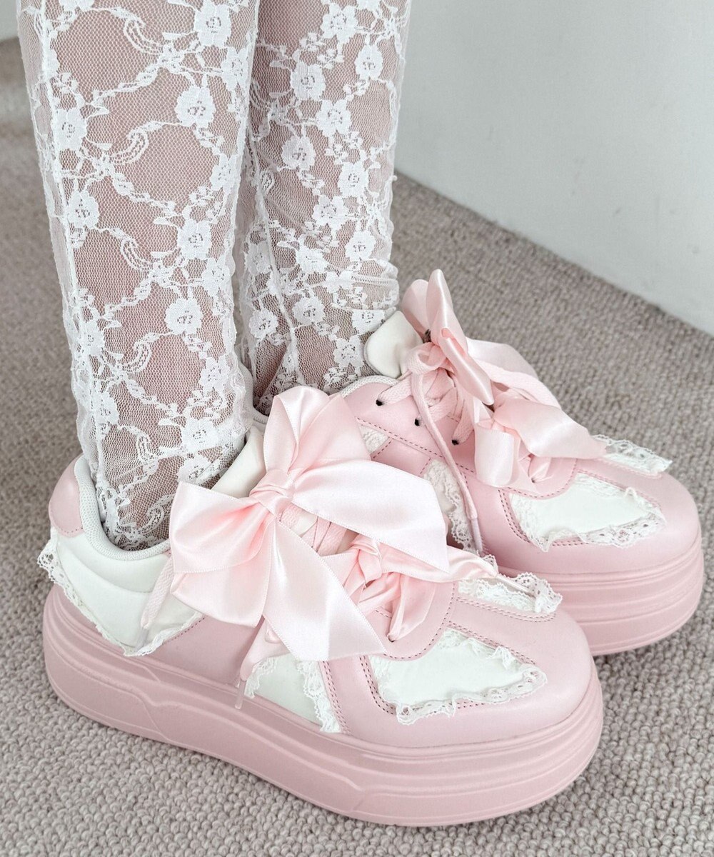 WEGO ダブルリボンフリルスニーカー 