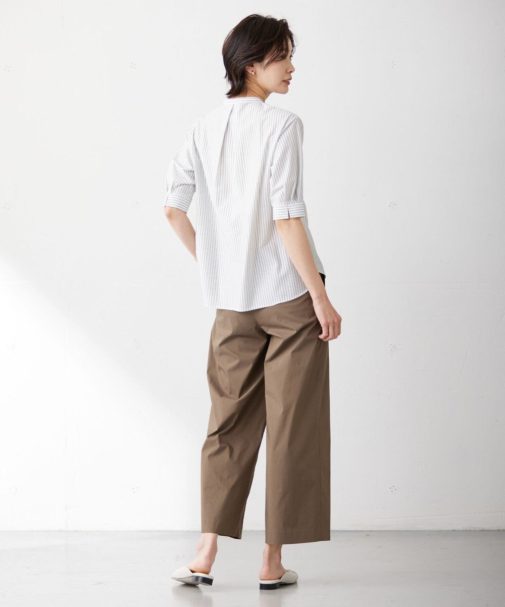 J.PRESS LADIES S 【イージーケア】ストライプジャージー バンドカラー カットソー 