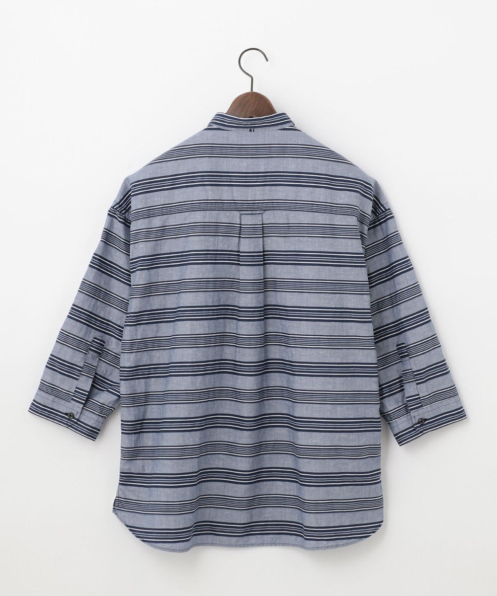 JOSEPH ABBOUD MOUNTAIN 【SPACE／UNISEX】七分袖 ランダムボーダー シャツ 