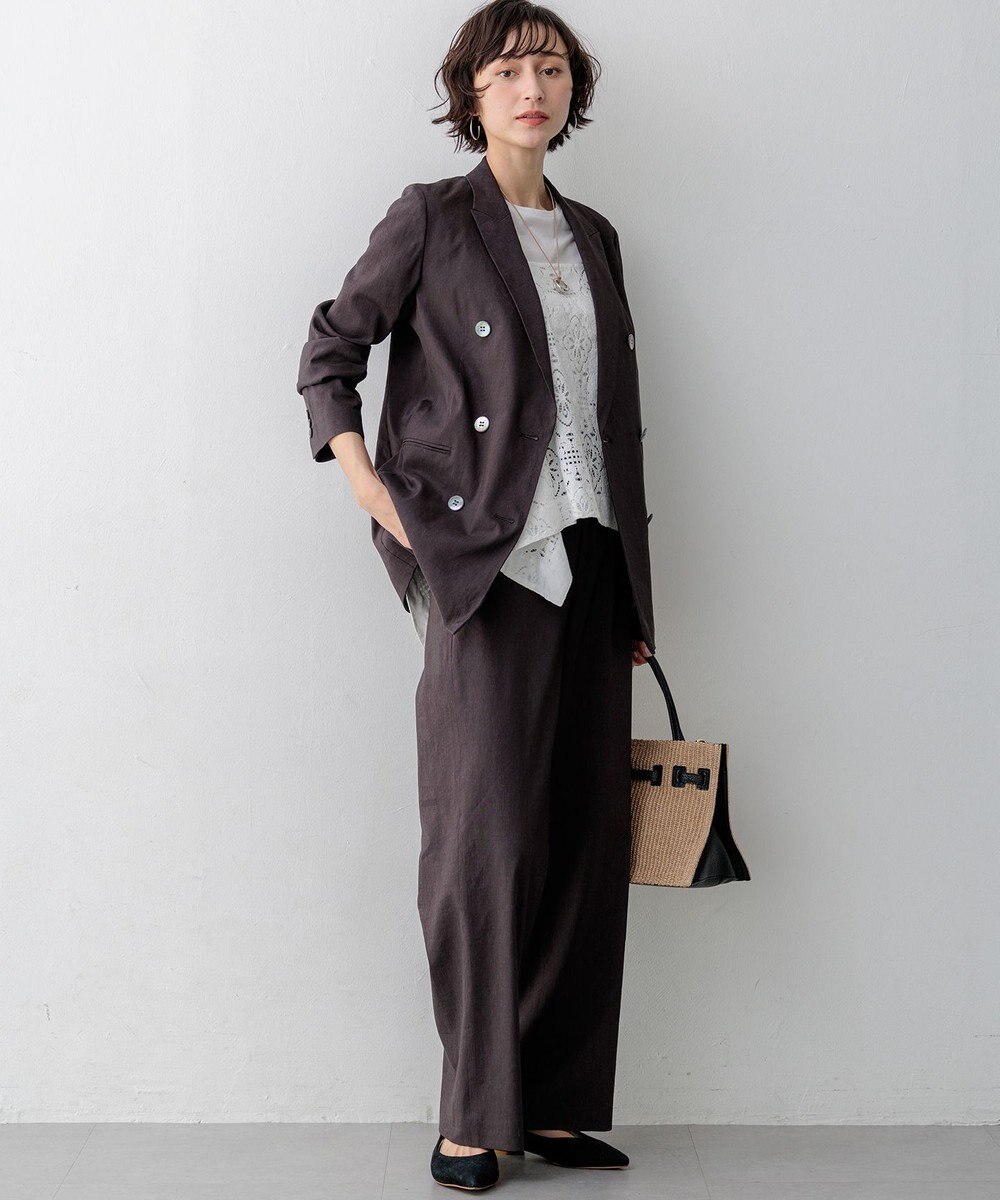 23区 【先行予約】リネンレーヨンストレッチ ダブルジャケット 