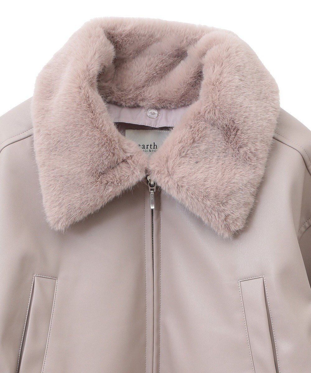 earth music&ecology 襟ファーレザーブルゾン 