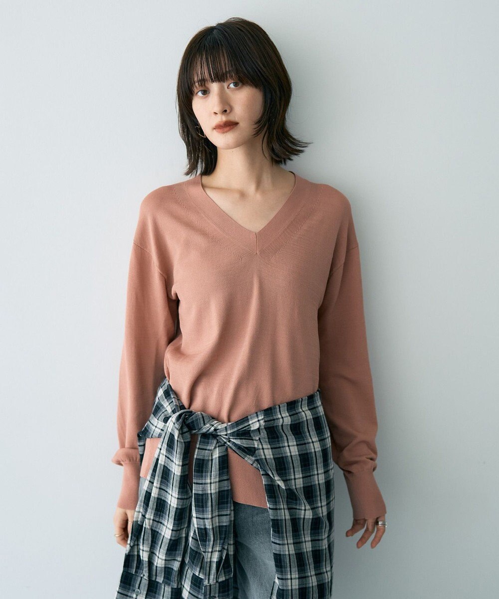 YECCA VECCA Vネックスリットニット 