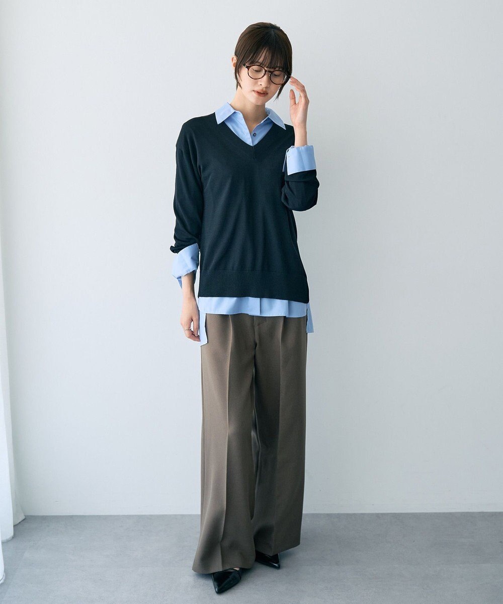 YECCA VECCA Vネックスリットニット 