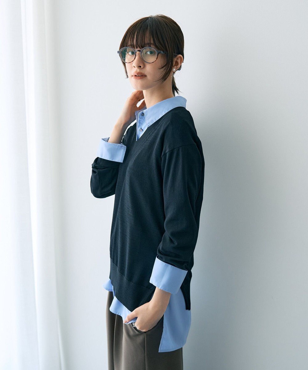 YECCA VECCA Vネックスリットニット 