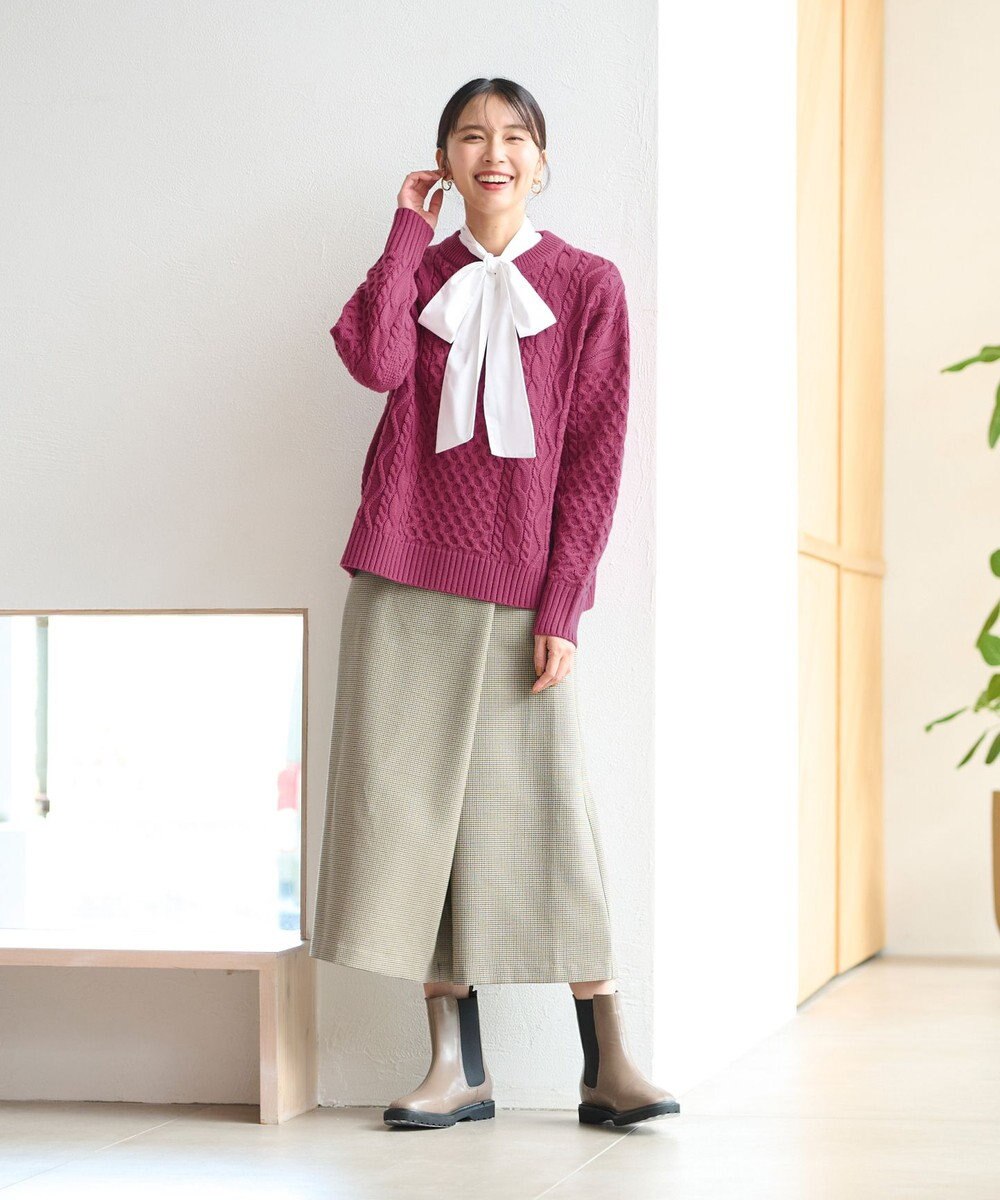 ANY L 【洗濯機可】ソフトタッチケーブルニット 