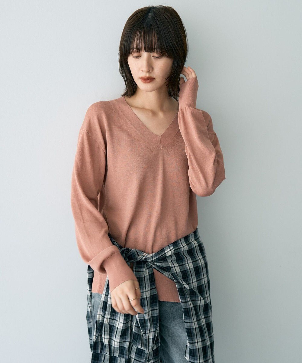 YECCA VECCA Vネックスリットニット 