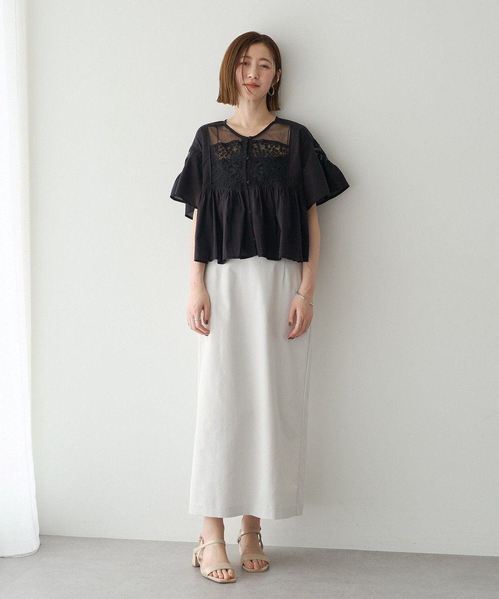 YECCA VECCA 刺繍レースブラウス 