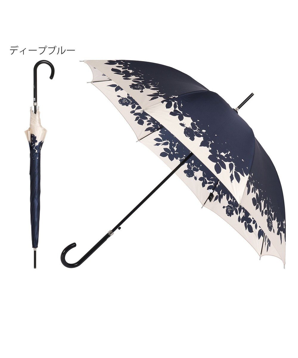 MOONBAT LANVIN COLLECTION 長傘 リーフ サテンプリント ジャンプ 耐風 