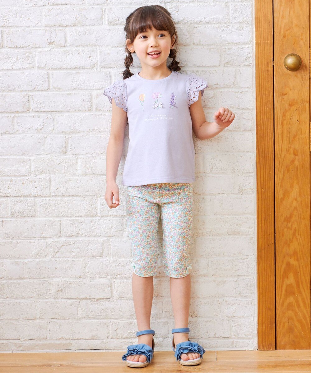 ANY KIDS 裾リボン 5分丈 レギンス 