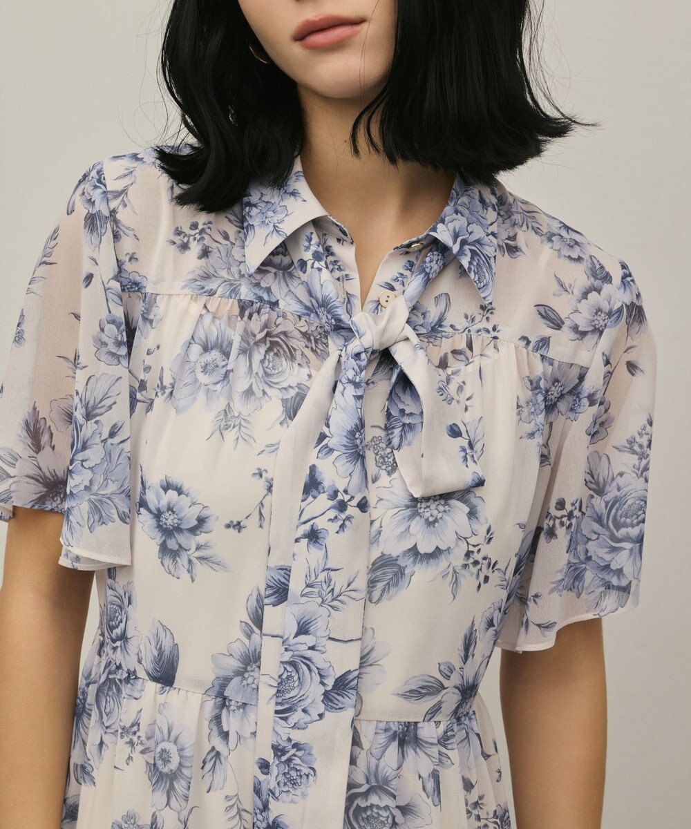 GRACE CONTINENTAL フラワープリントシャツフレアワンピース 