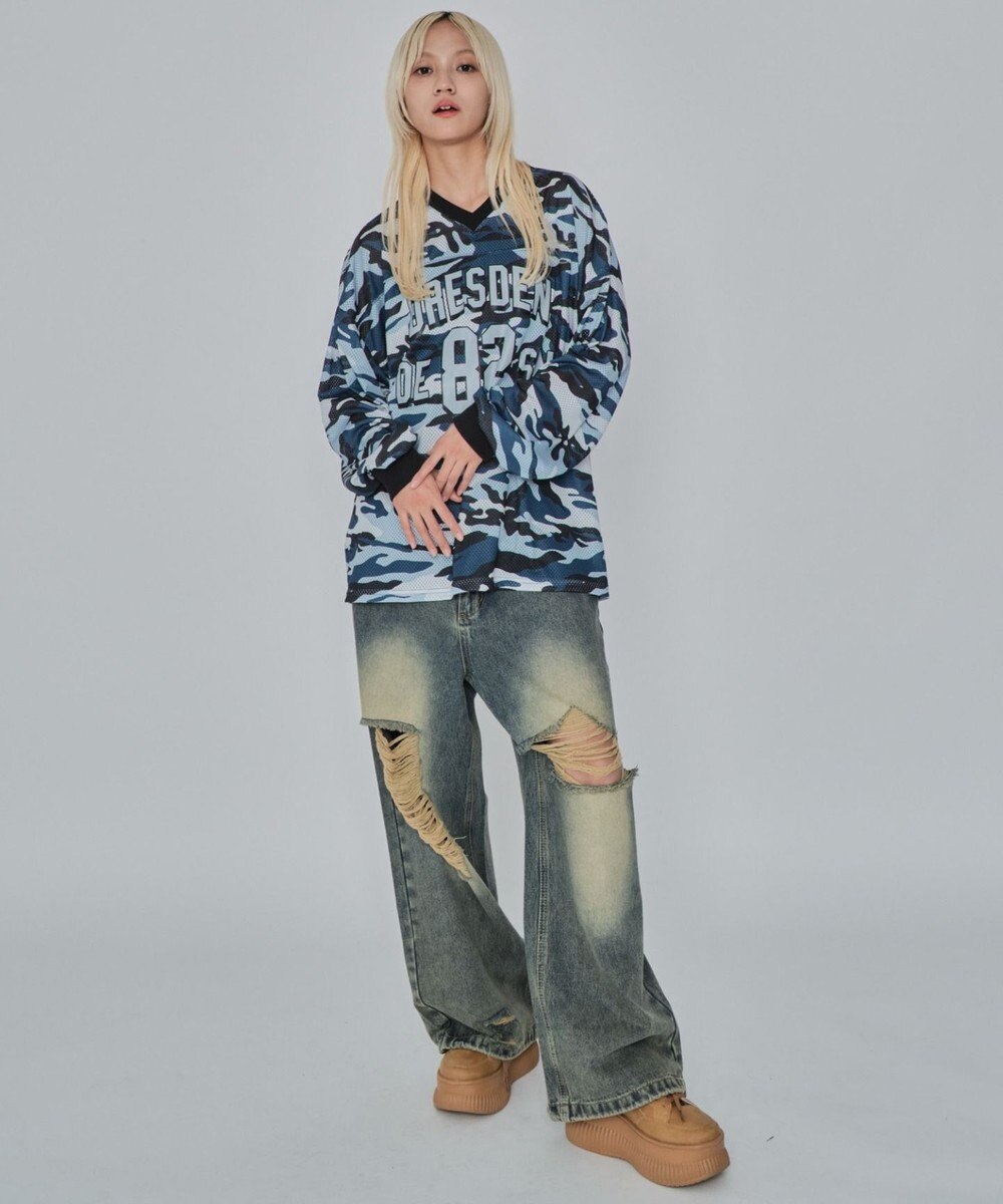 WEGO 【ユニセックス着用ITEM/MLサイズ展開】カモフラナンバリングホッケーT（LS） 