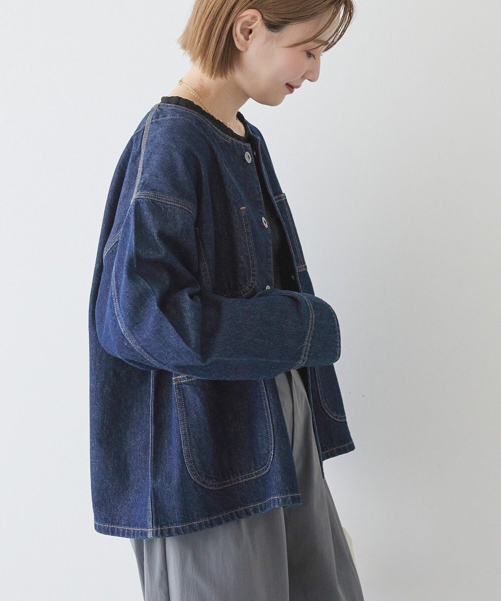 AMERICAN HOLIC ノーカラーデニムカバーオール 