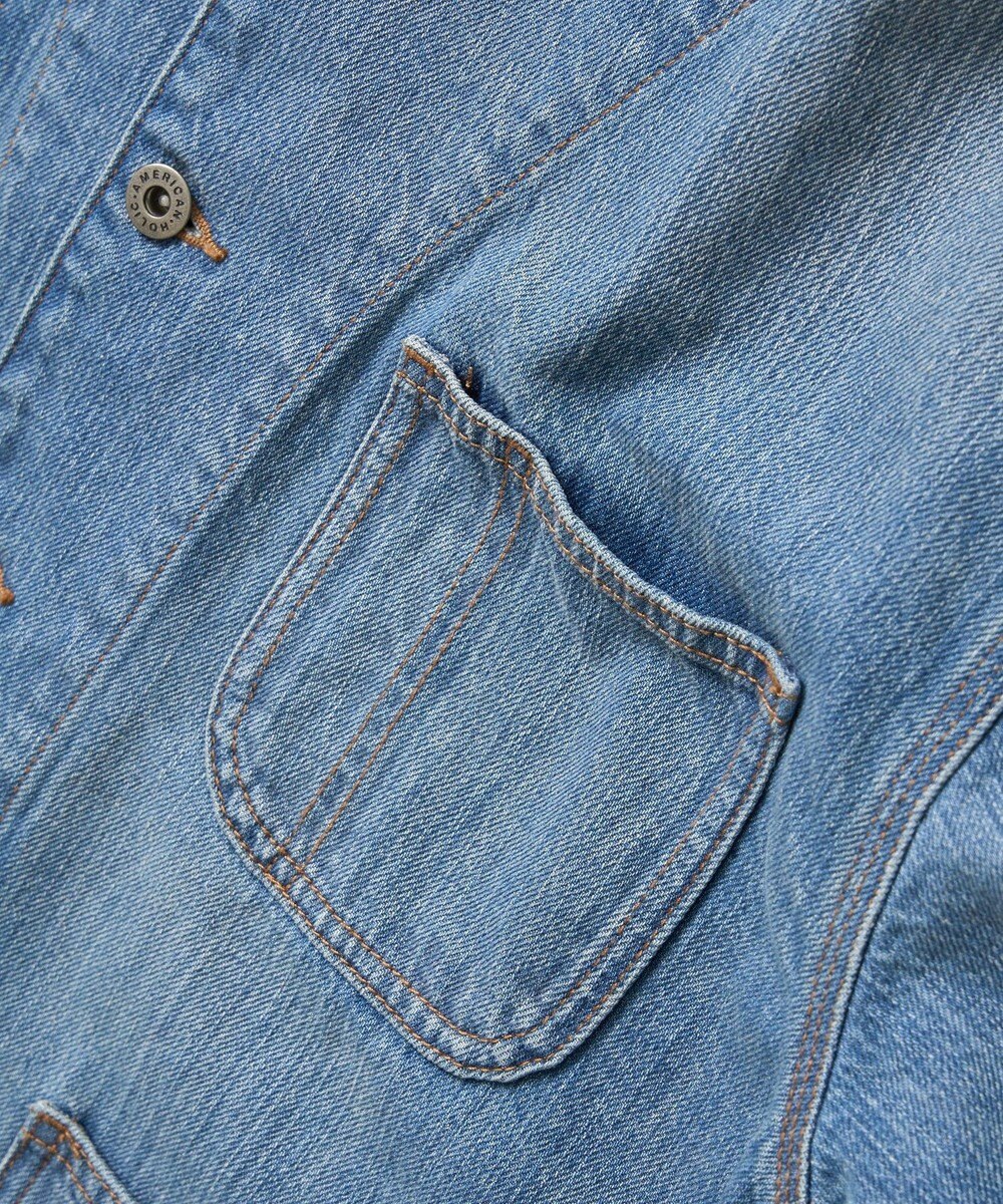 AMERICAN HOLIC ノーカラーデニムカバーオール 