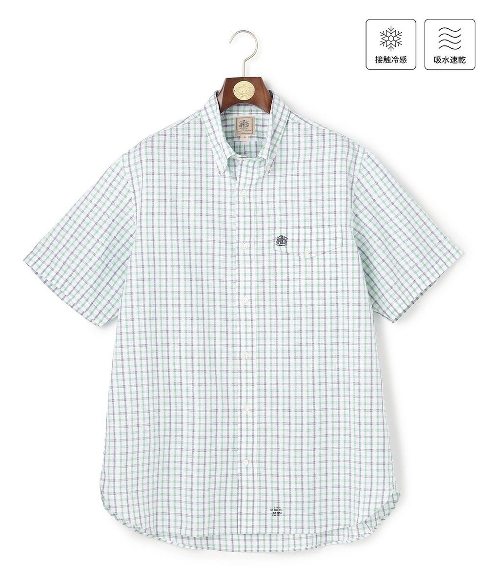 J.PRESS MEN 【KING SIZE 】【吸水速乾 / 接触冷感 / 高通気性】Aero Weave クールマックスサッカー チェック シャツ / B.D. 
