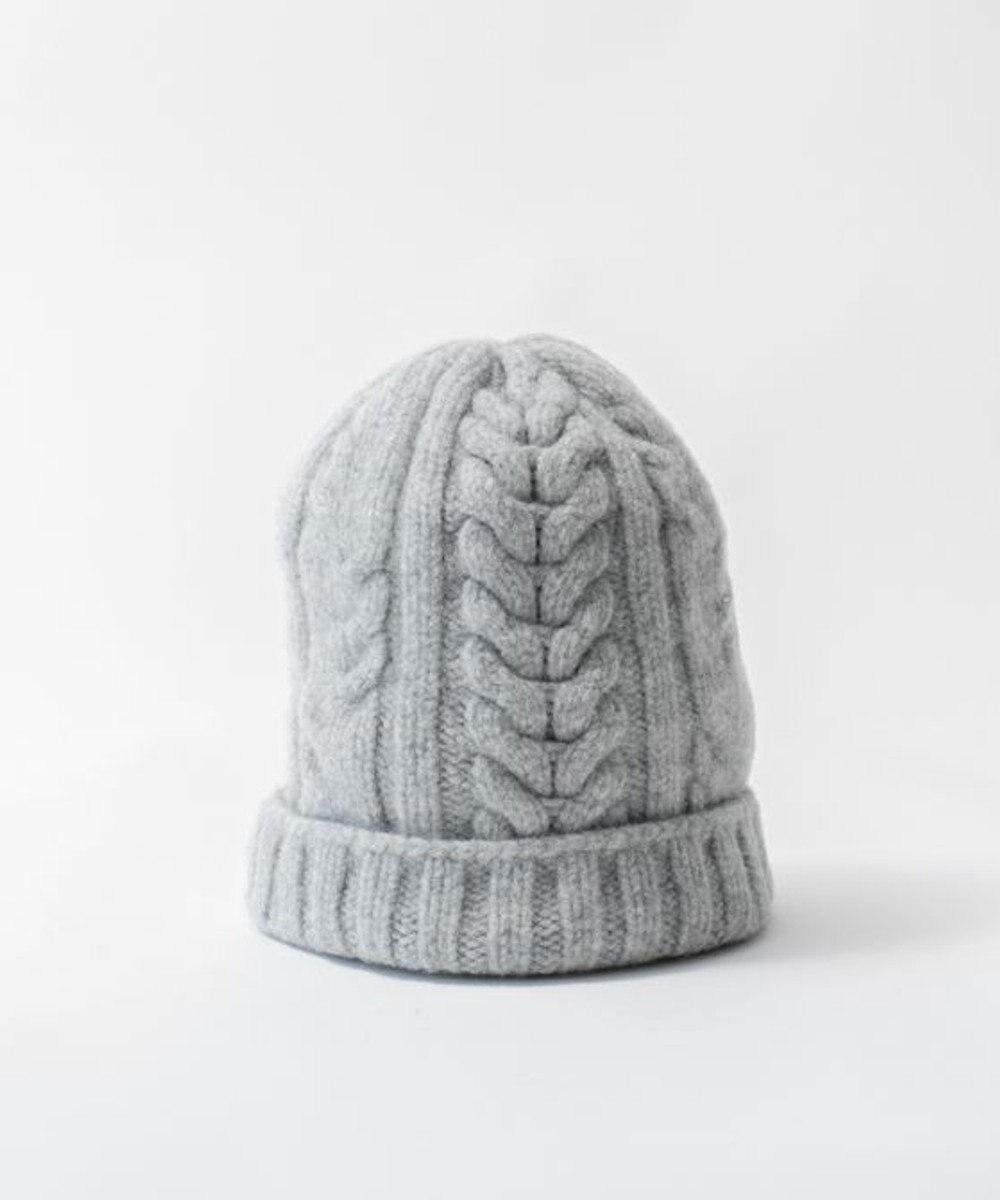 AND WOOL 〈上質な素材と手仕事から生まれた優しいニット〉メリノウール・ケーブル編みニット帽子 