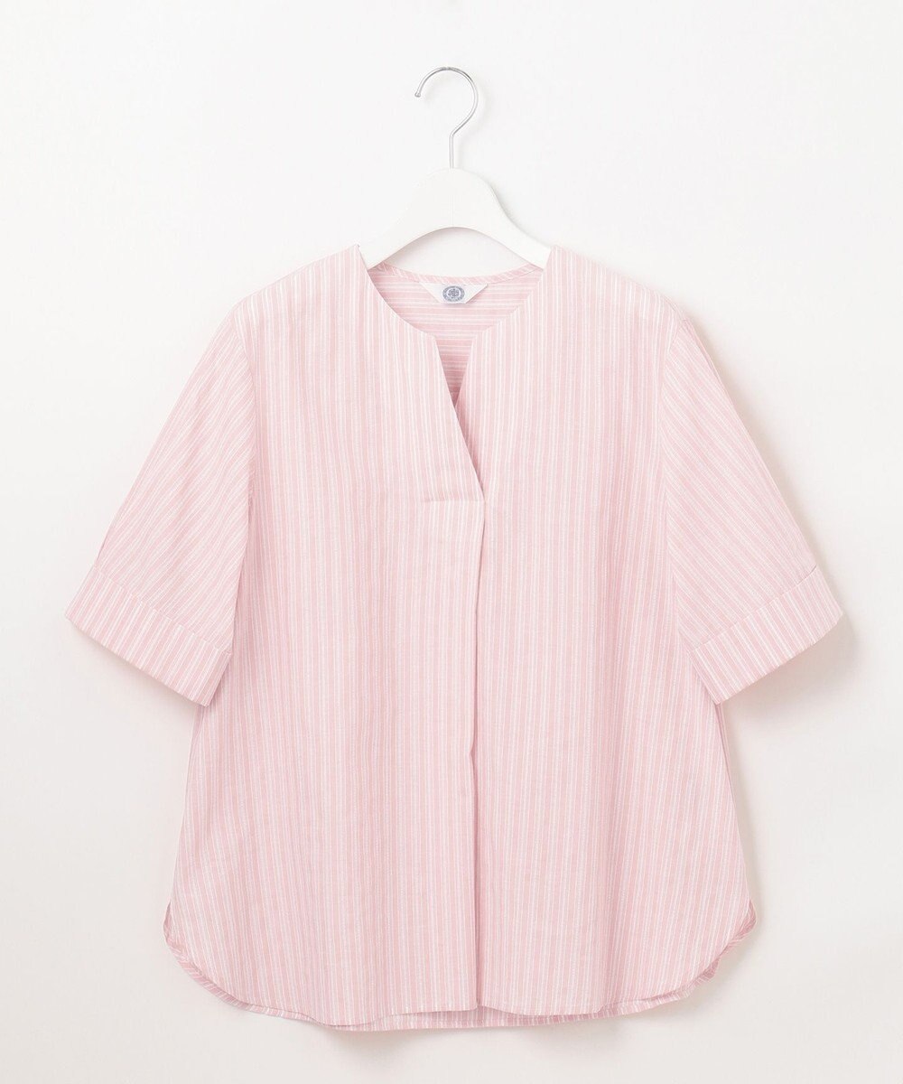 J.PRESS LADIES 【洗える】BEZ 空羽ストライプ クルーネック ブラウス 