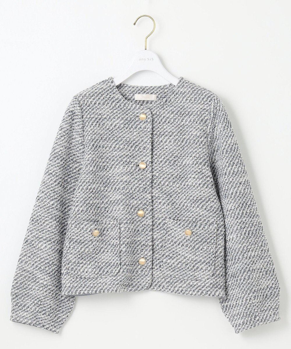 ANY SIS L 【洗える】ネップツイード ジャケット 