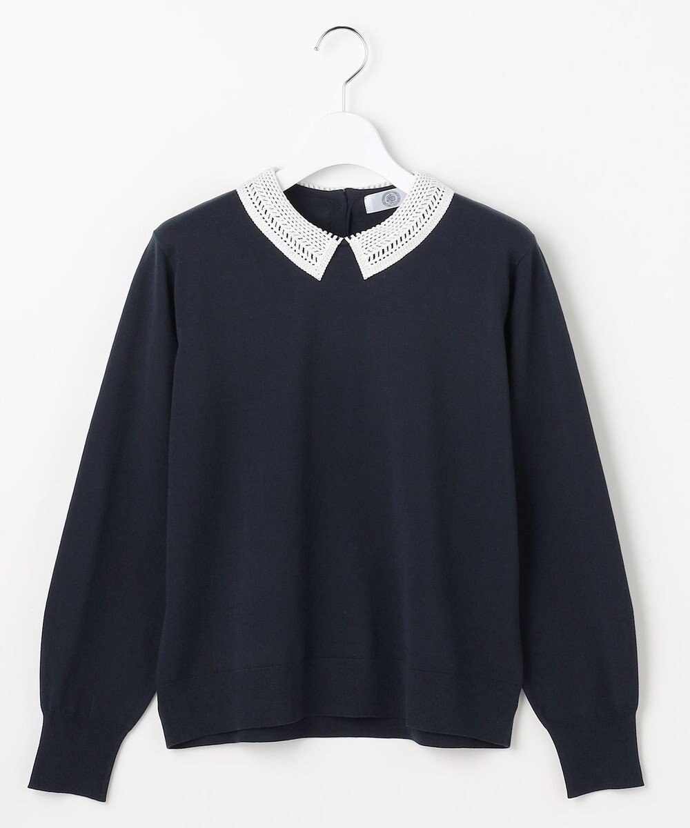 J.PRESS LADIES L レーヨンストレッチ 刺繡襟 ニット 