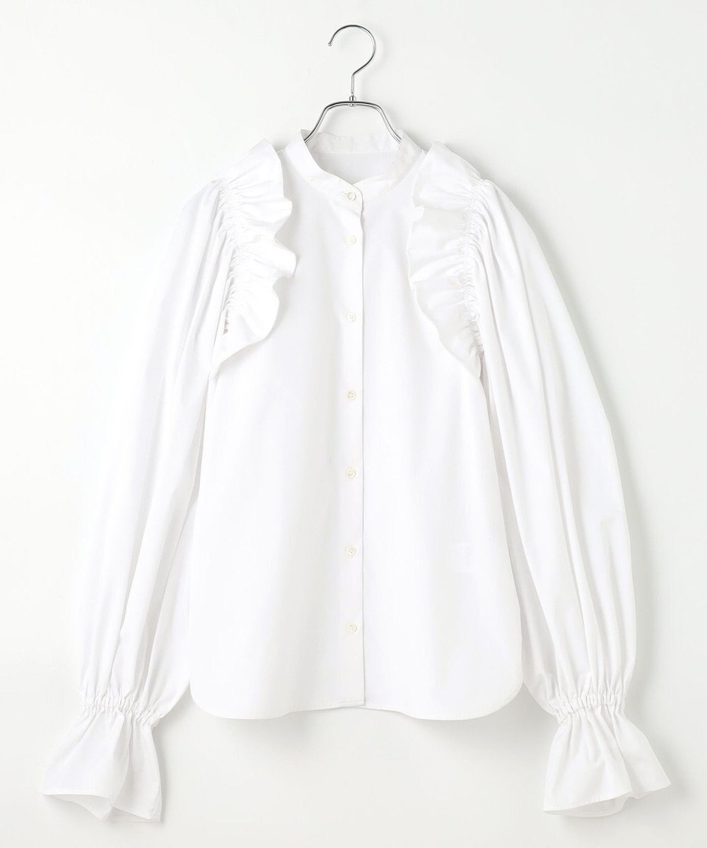 #Newans 【洗濯機可能/シワになりにくい】〈春名亜美さんコラボ〉ショルダーフリルブラウス 