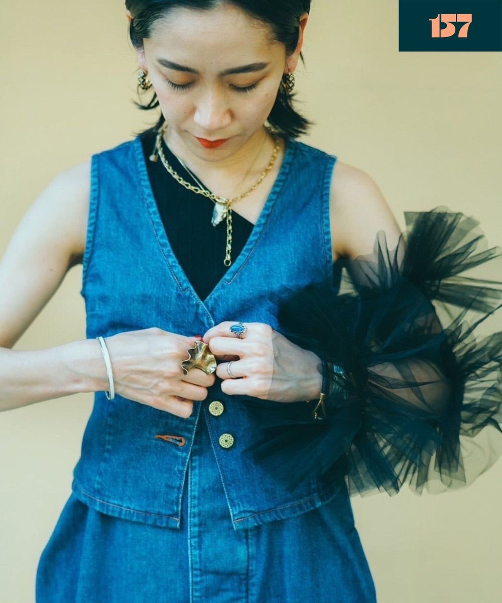 woadblue 【157】Short GILET デニムジレ 