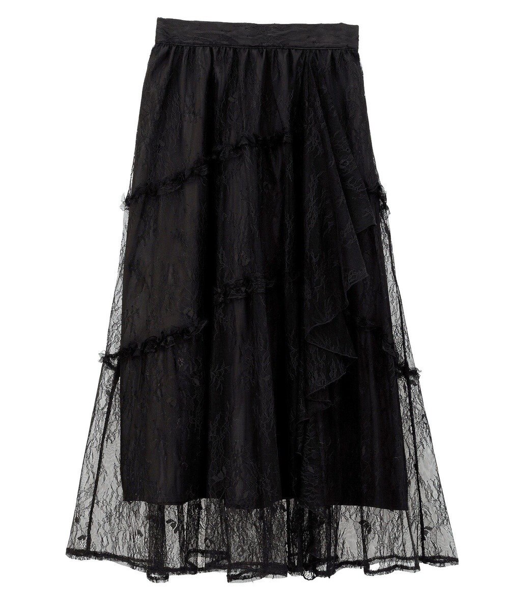 earth music&ecology レースフリルティアードスカート 