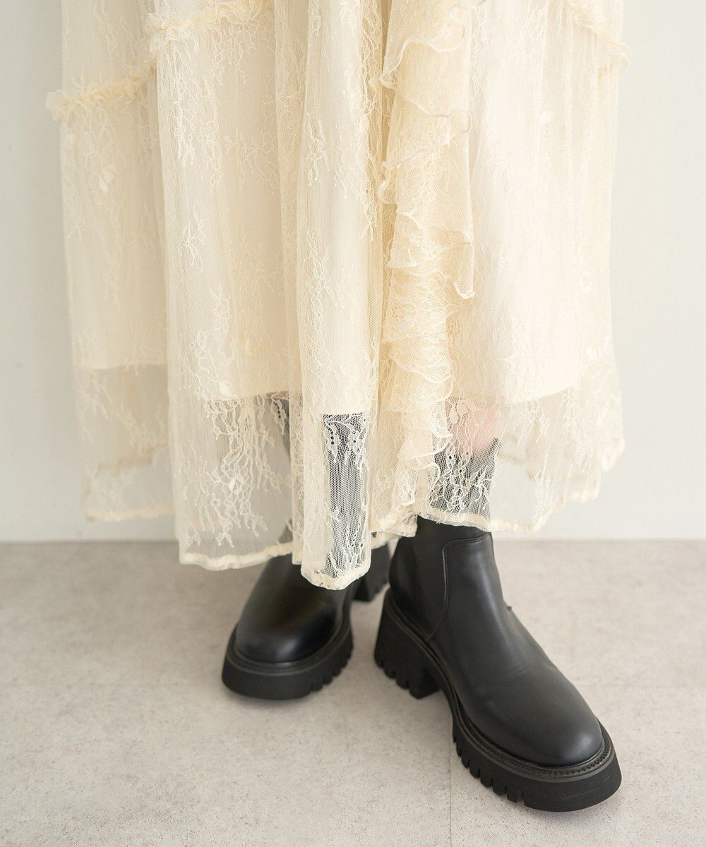 earth music&ecology レースフリルティアードスカート 