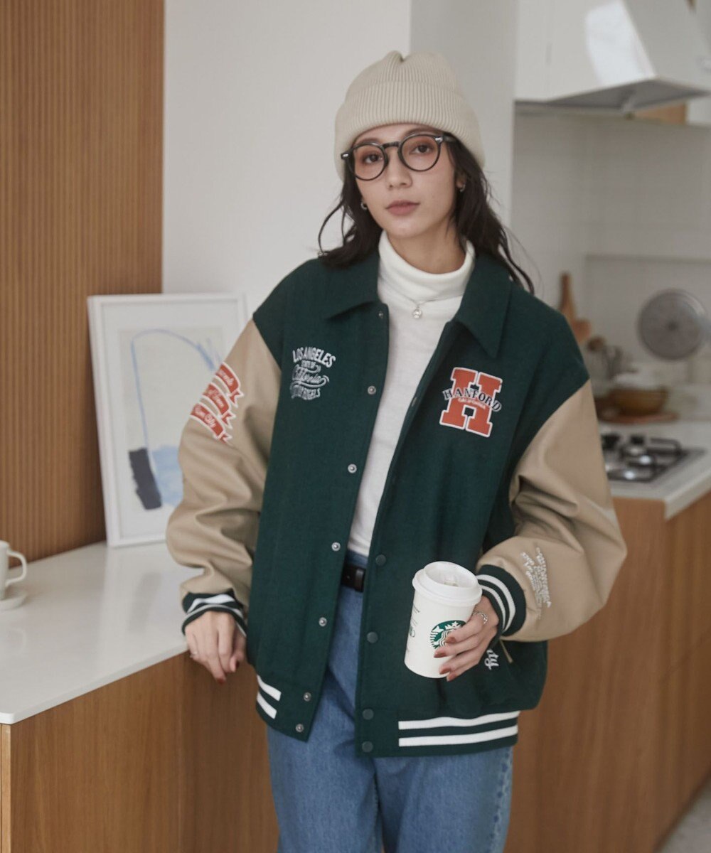 WEGO 【ユニセックス着用ITEM/SMLサイズ展開】メルトンワッペンスタジャン 