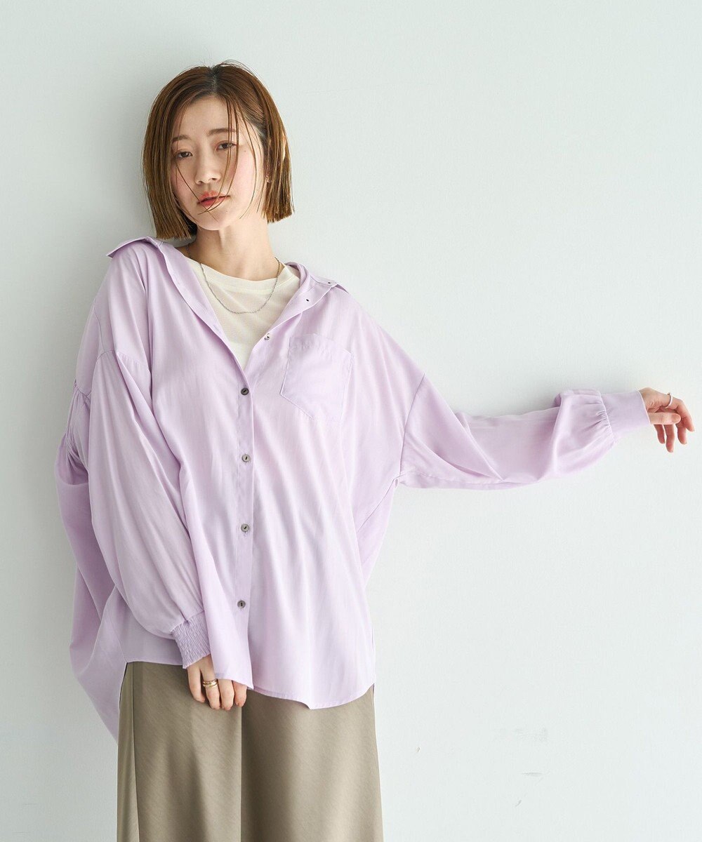 YECCA VECCA バックギャザーロングシャツ 