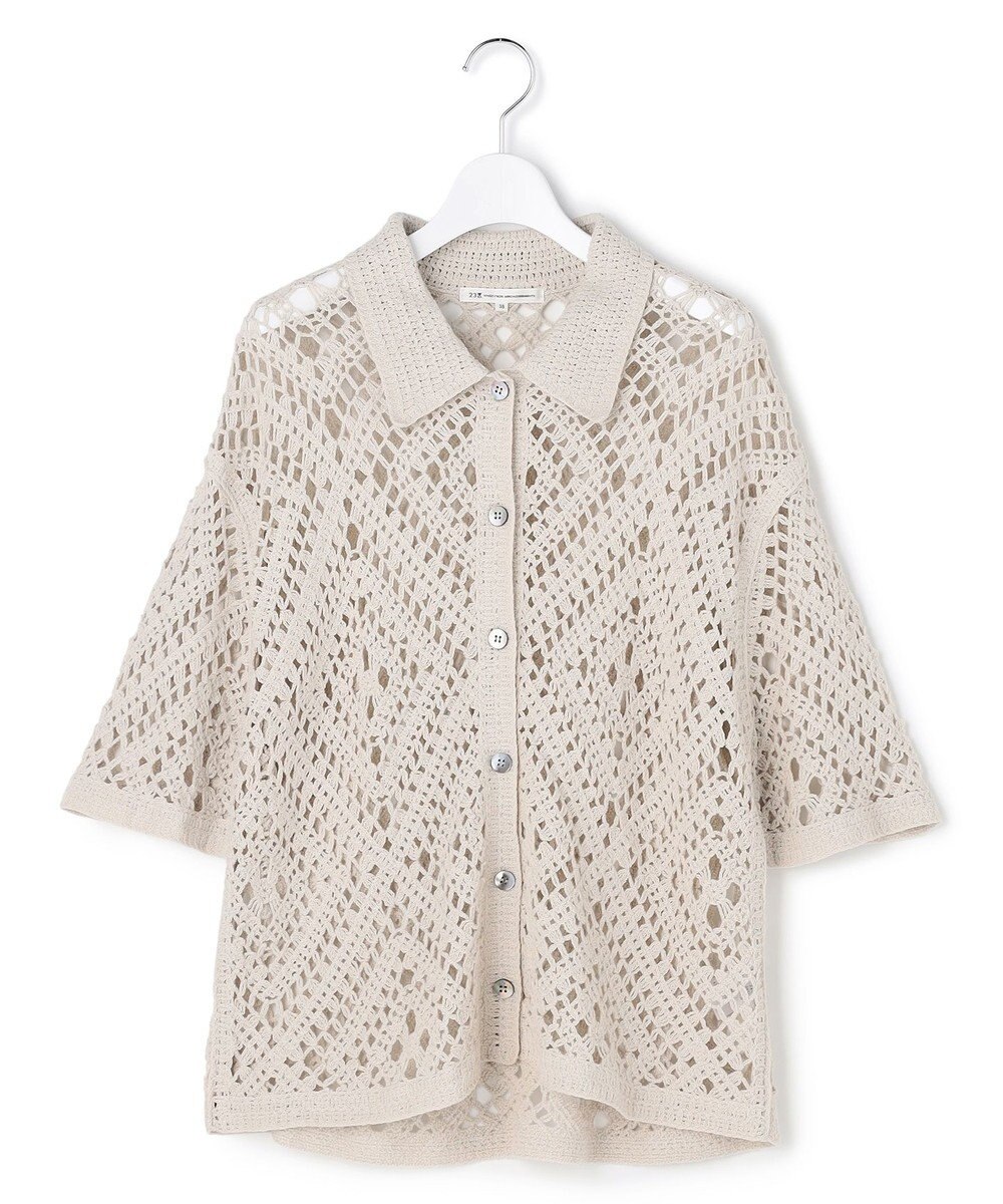 23区 【先行予約】エンブロイダリーレース ポロ ニット 