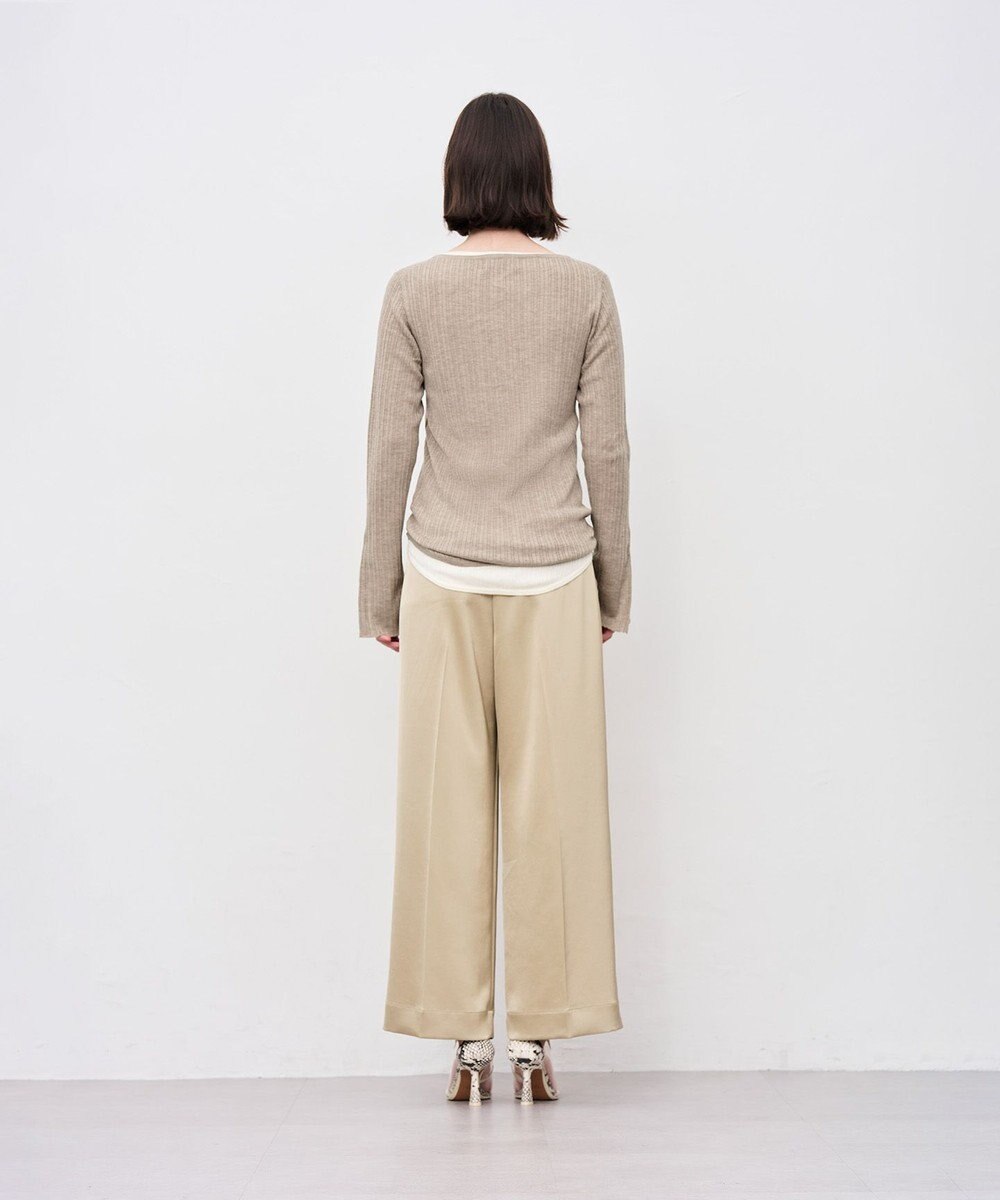 uncrave シャイニーダブルサテン ワイドパンツ 