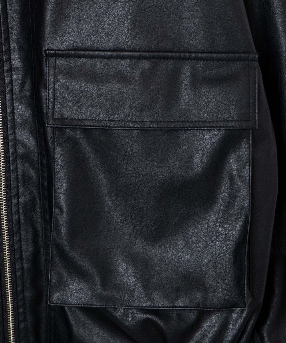 WEGO ヴィンテージライクFレザーBIGブルゾン 