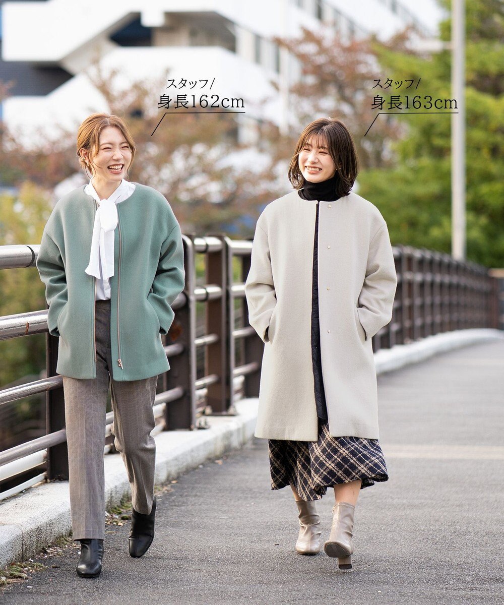 ANY ファイバーウール ノーカラーコート 