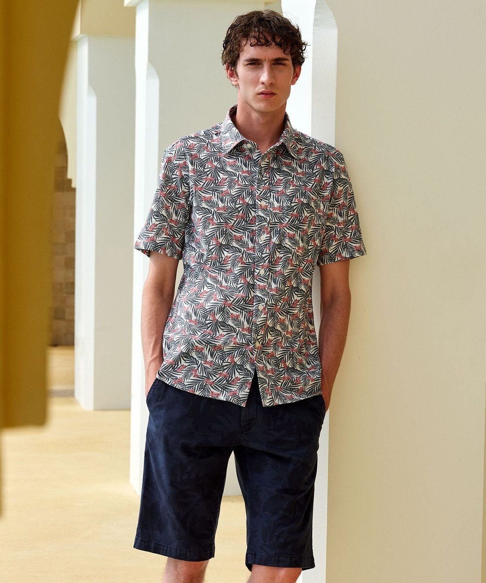 JOSEPH ABBOUD 【イタリア素材/製品染め】ボタニカルヘリンボンプリント ショーツ 