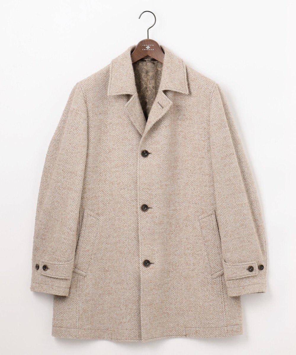 JOSEPH ABBOUD 【尾州産カシミヤブレンド素材/軽量】カシミヤブレンドアルパカヘリンボーン ステンカラーコート 