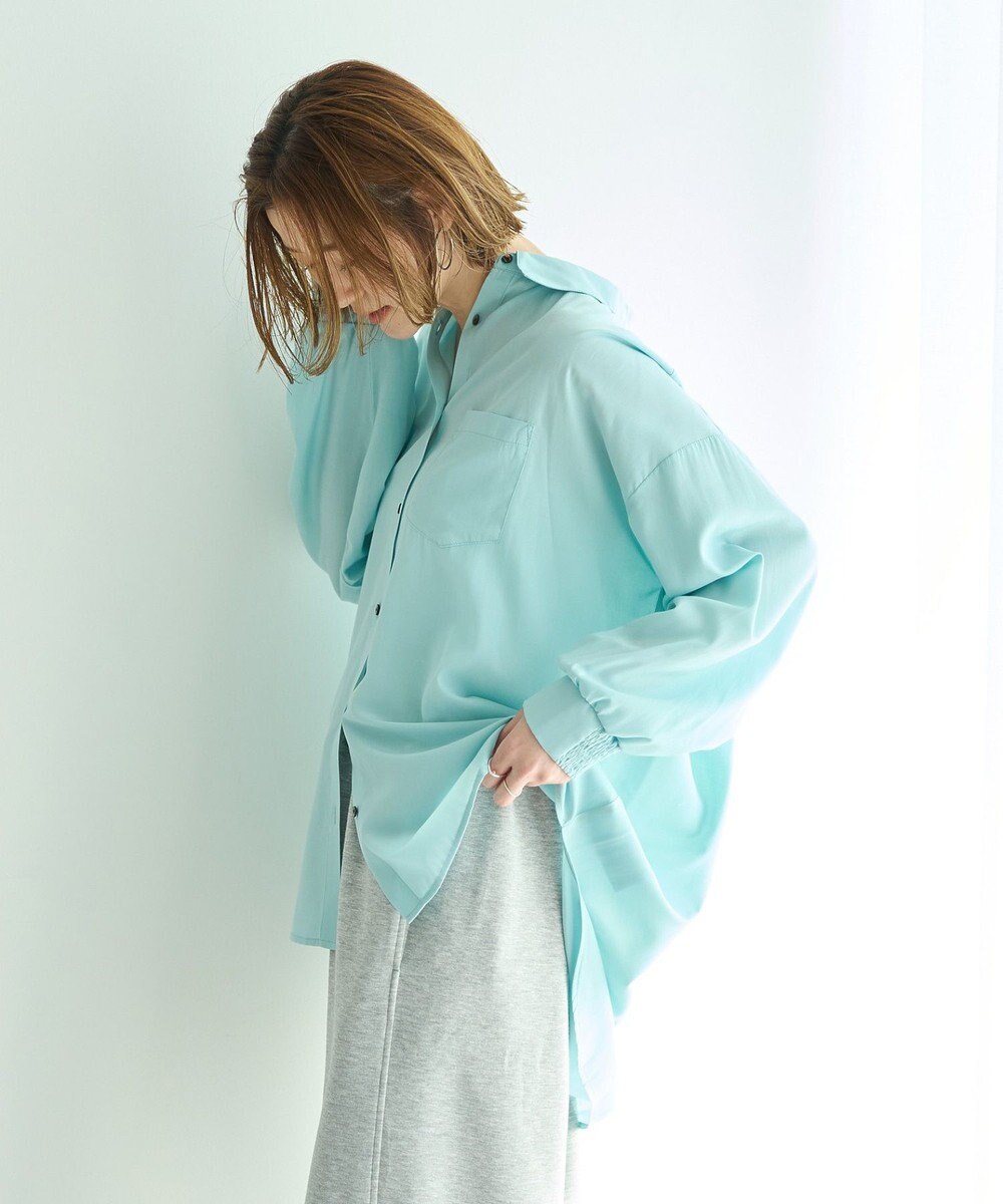 YECCA VECCA バックギャザーロングシャツ 