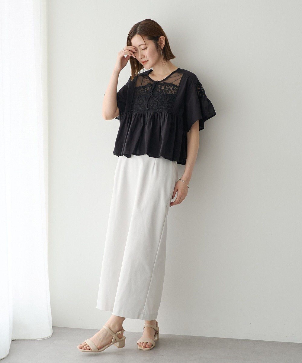 YECCA VECCA 刺繍レースブラウス 