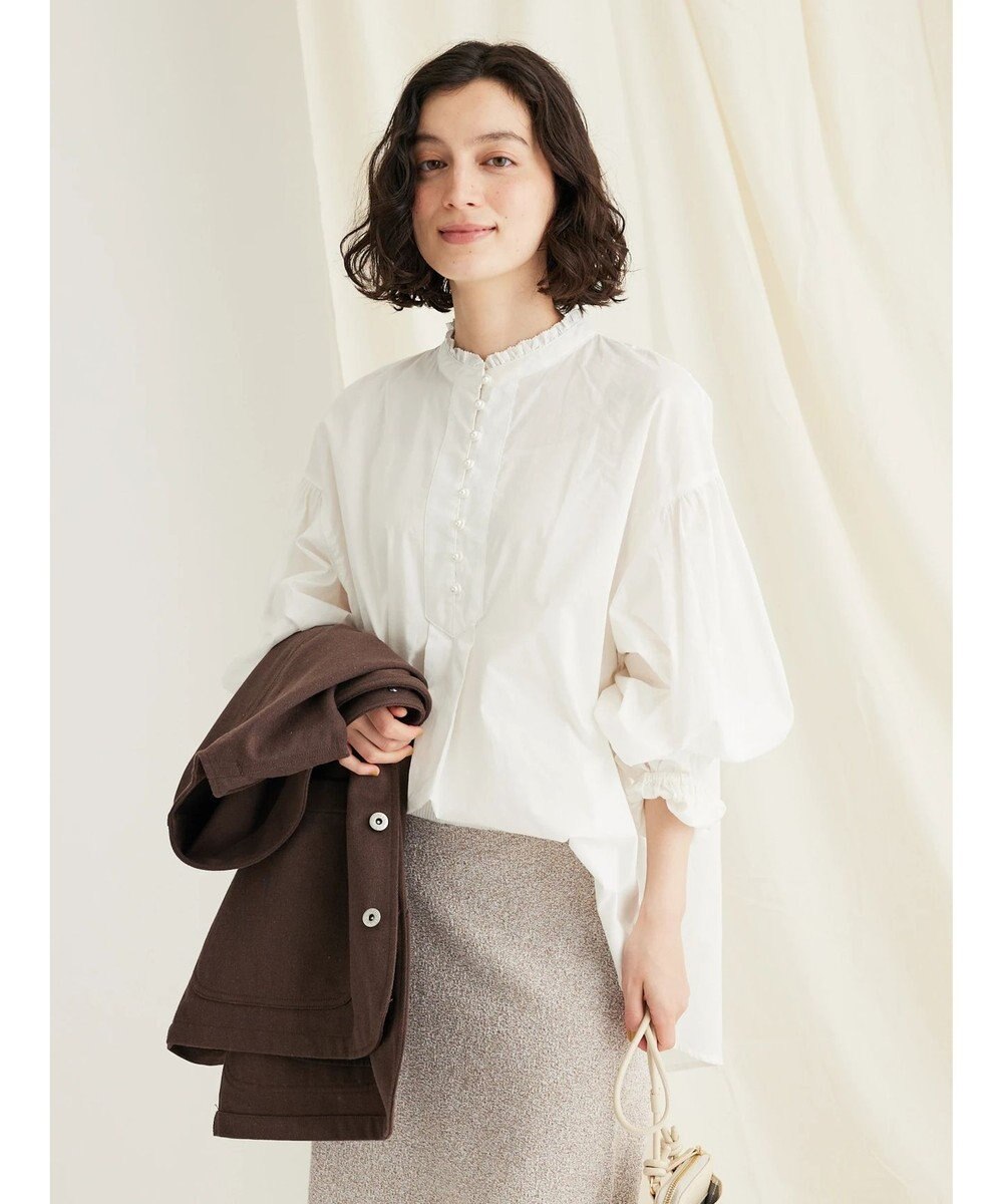 CRAFT STANDARD BOUTIQUE パールボタンピコフリルブラウス 