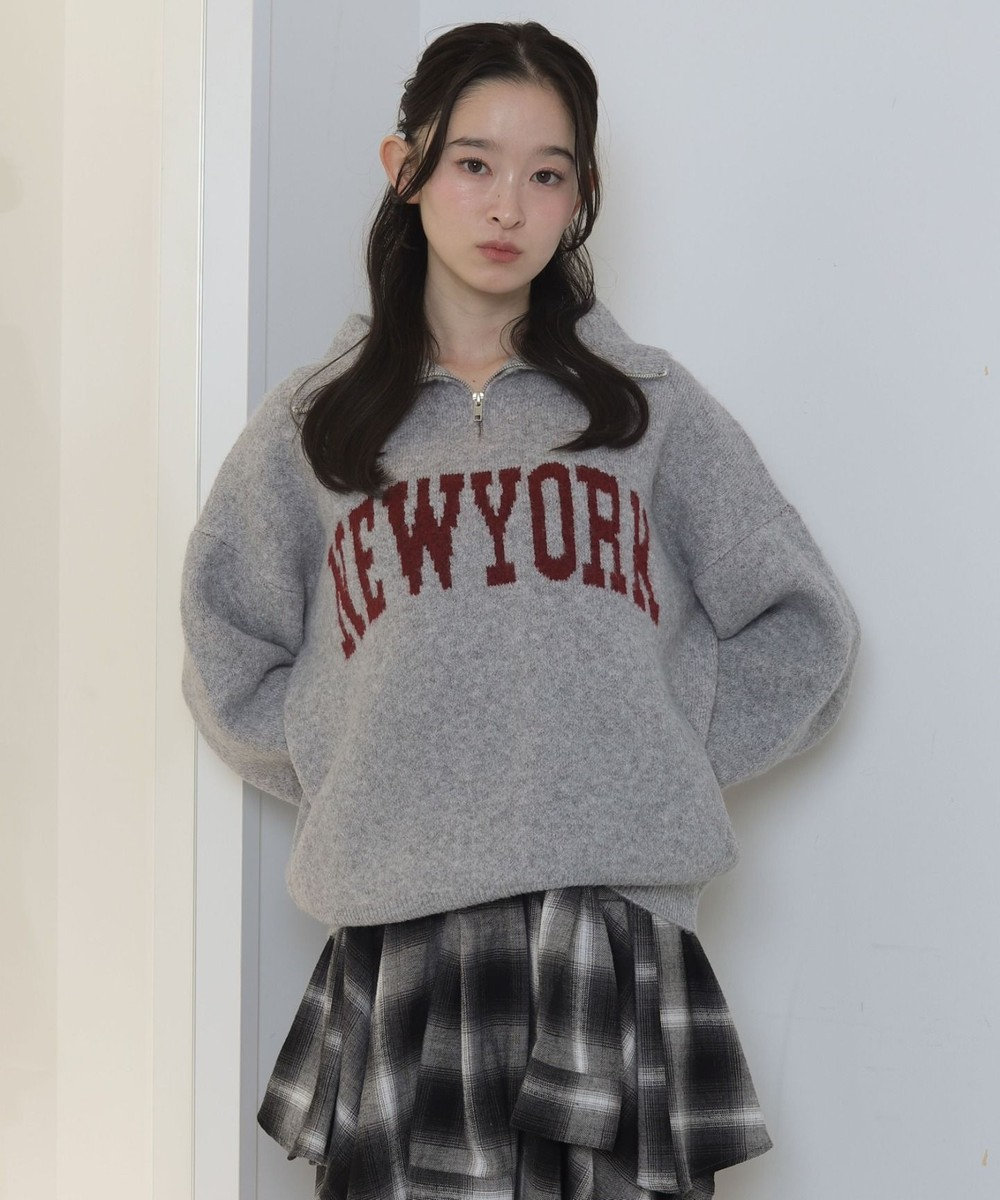 WEGO フラッフィーハーフジップニット 