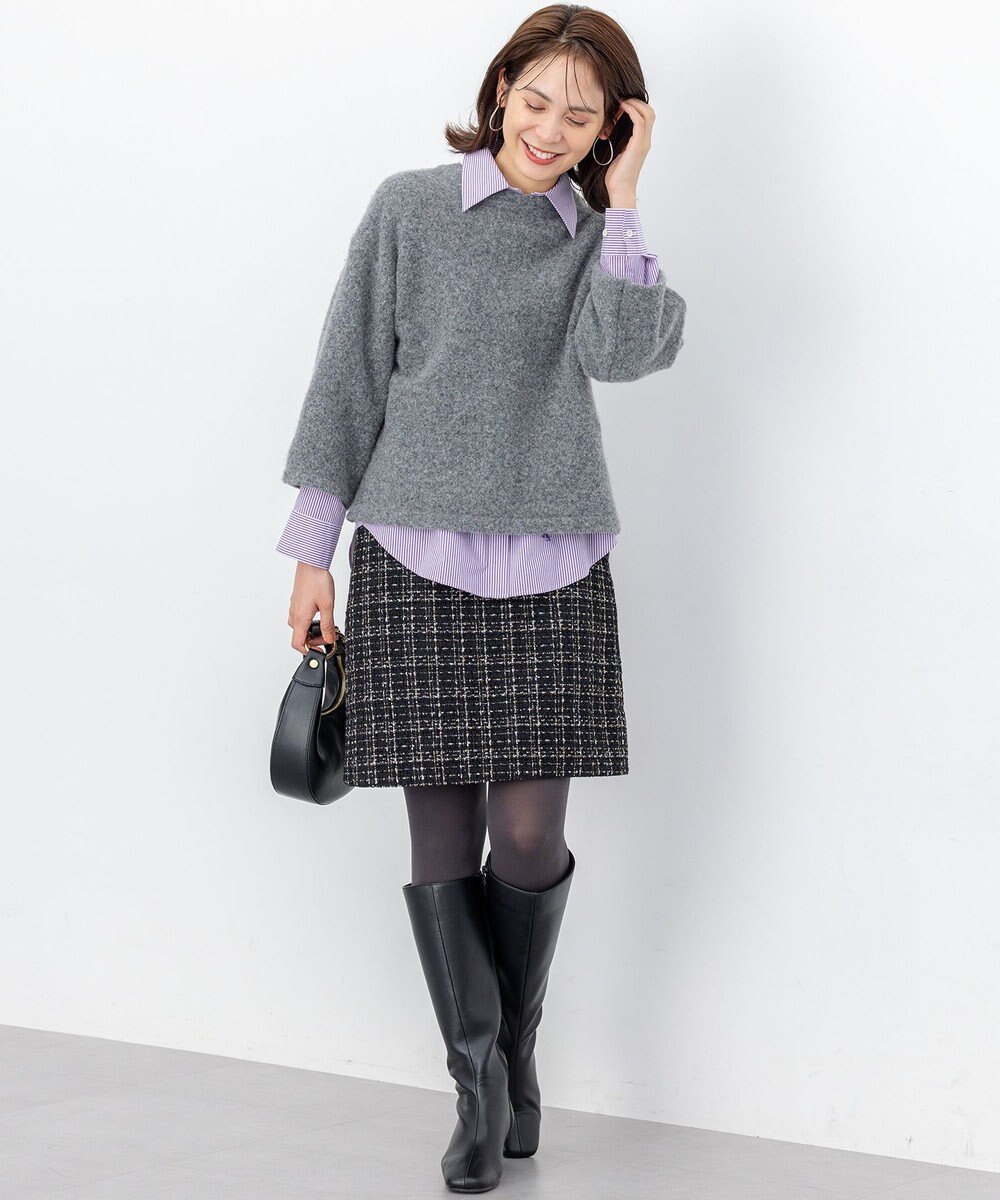 組曲 ラメステッチツイード スカート 