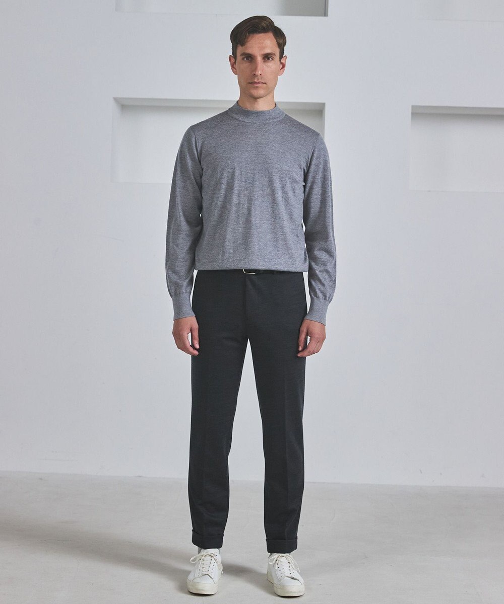 GOTAIRIKU 25年新作【洗える/チクチクしにくい/ピリングしにくい】イタリア糸 ハイゲージ カバーネックニット_WOOL100％ 