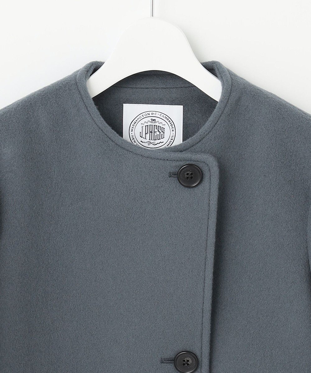 J.PRESS LADIES L ショートビーバー ノーカラーコート 