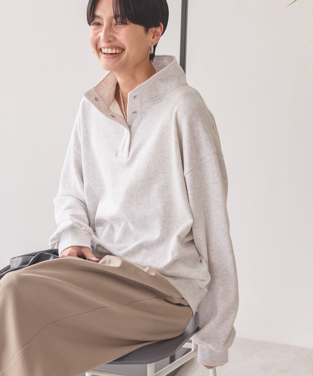 AMERICAN HOLIC 襟付き刺繍入りミニ裏毛プルオーバー 