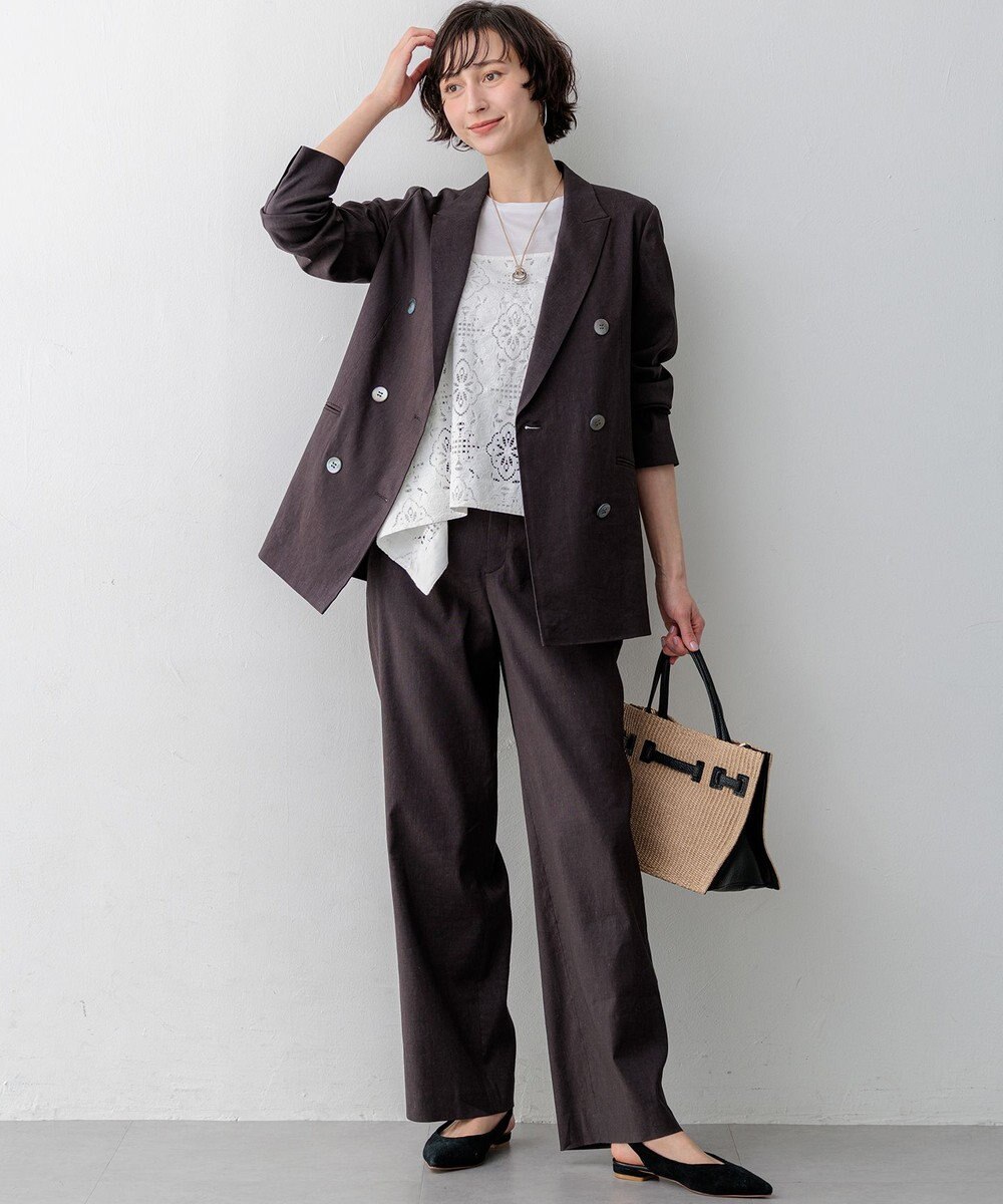 23区 【先行予約】リネンレーヨンストレッチ ダブルジャケット 