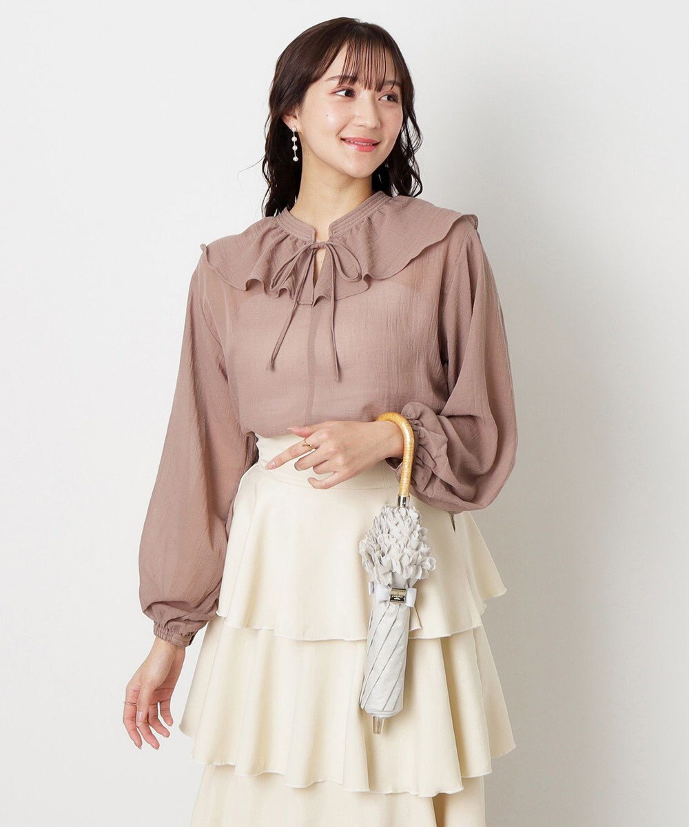 MOONBAT 【晴雨兼用日傘】LANVIN en Bleu (ランバン オン ブルー) 折りたたみ日傘 ドビーフリル 遮光 遮熱 UV 