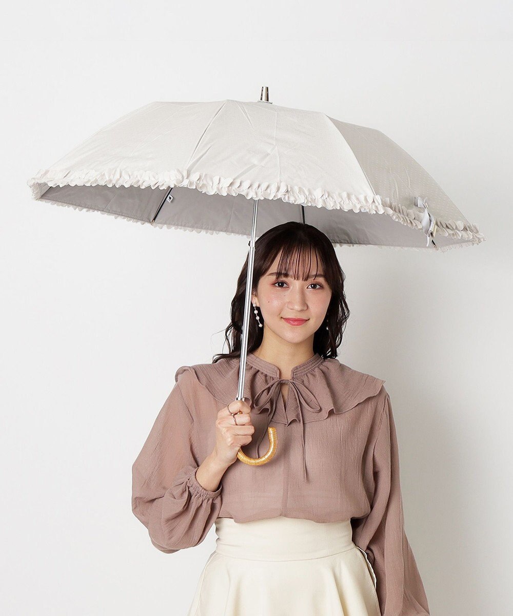 MOONBAT 【晴雨兼用日傘】LANVIN en Bleu (ランバン オン ブルー) 折りたたみ日傘 ドビーフリル 遮光 遮熱 UV 