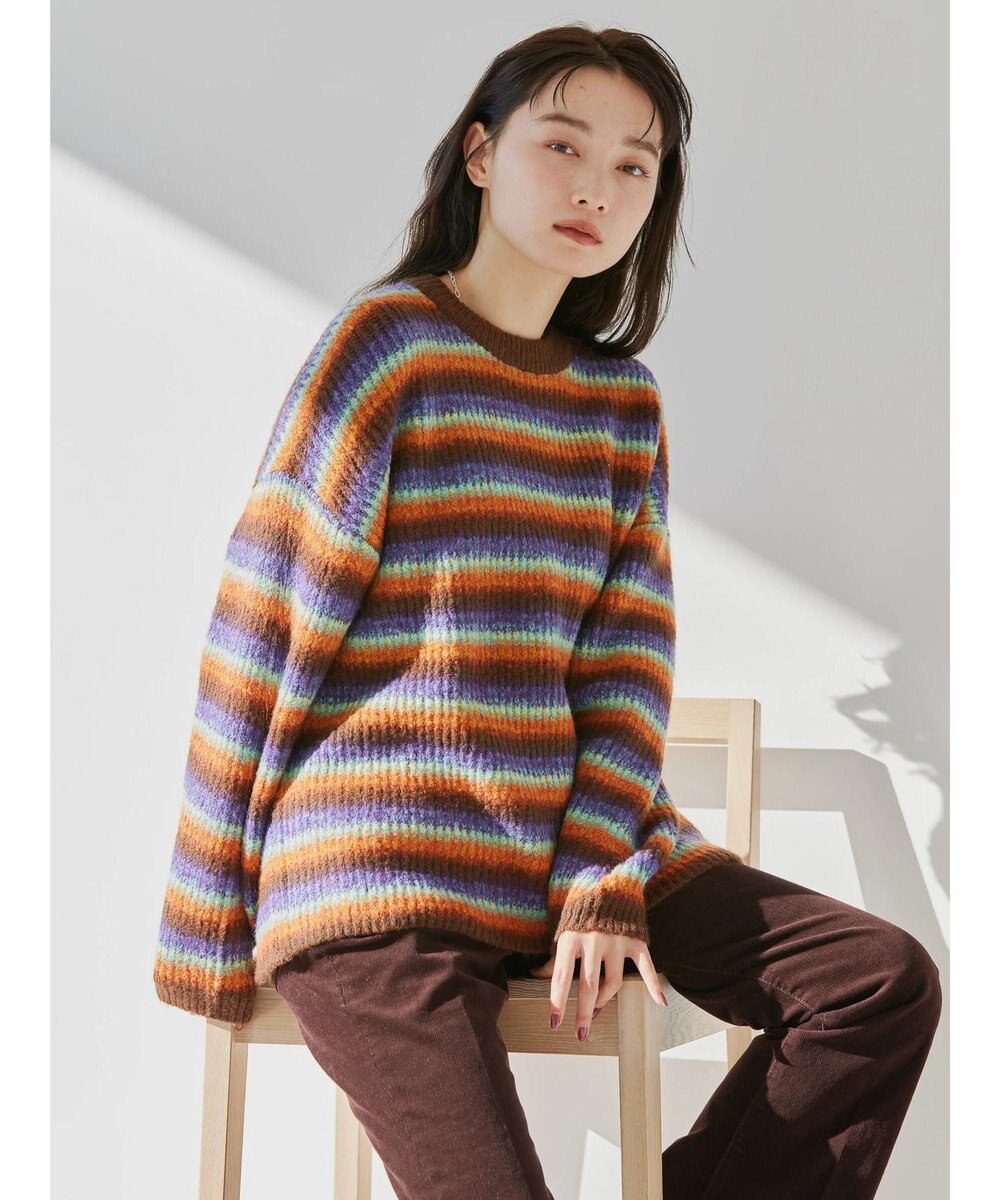 AMERICAN HOLIC グラデーションボーダーニットプルオーバー 