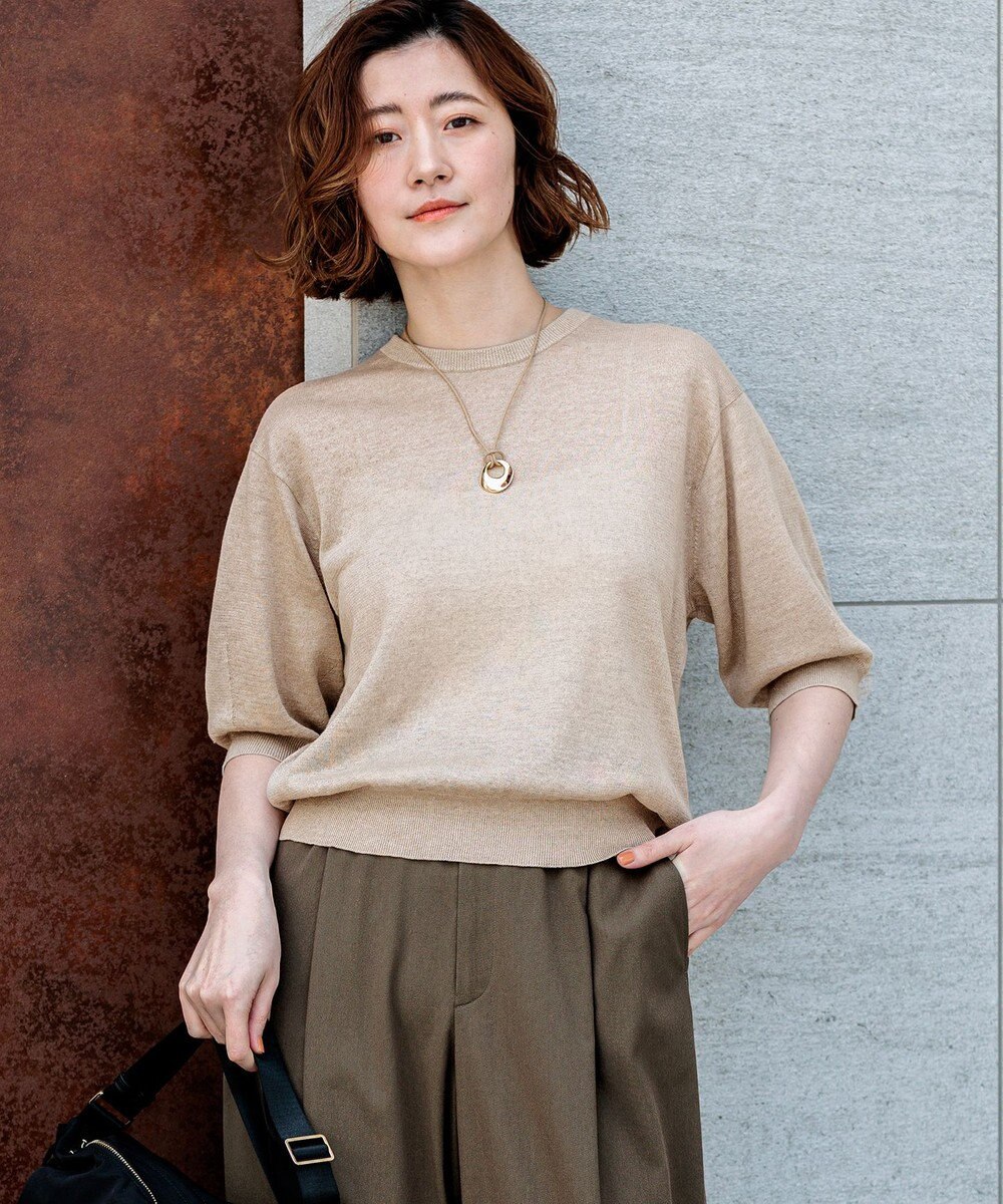 23区 【先行予約】ピュアリネンハイゲージ パフスリーブ ニット 