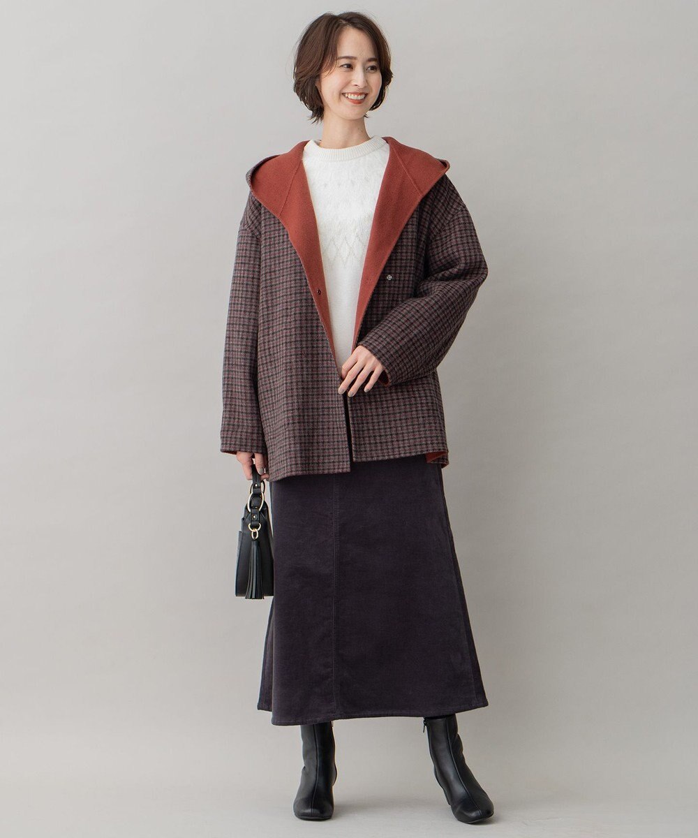 自由区 【リバーシブル】ウールリバー フード付きショートコート 